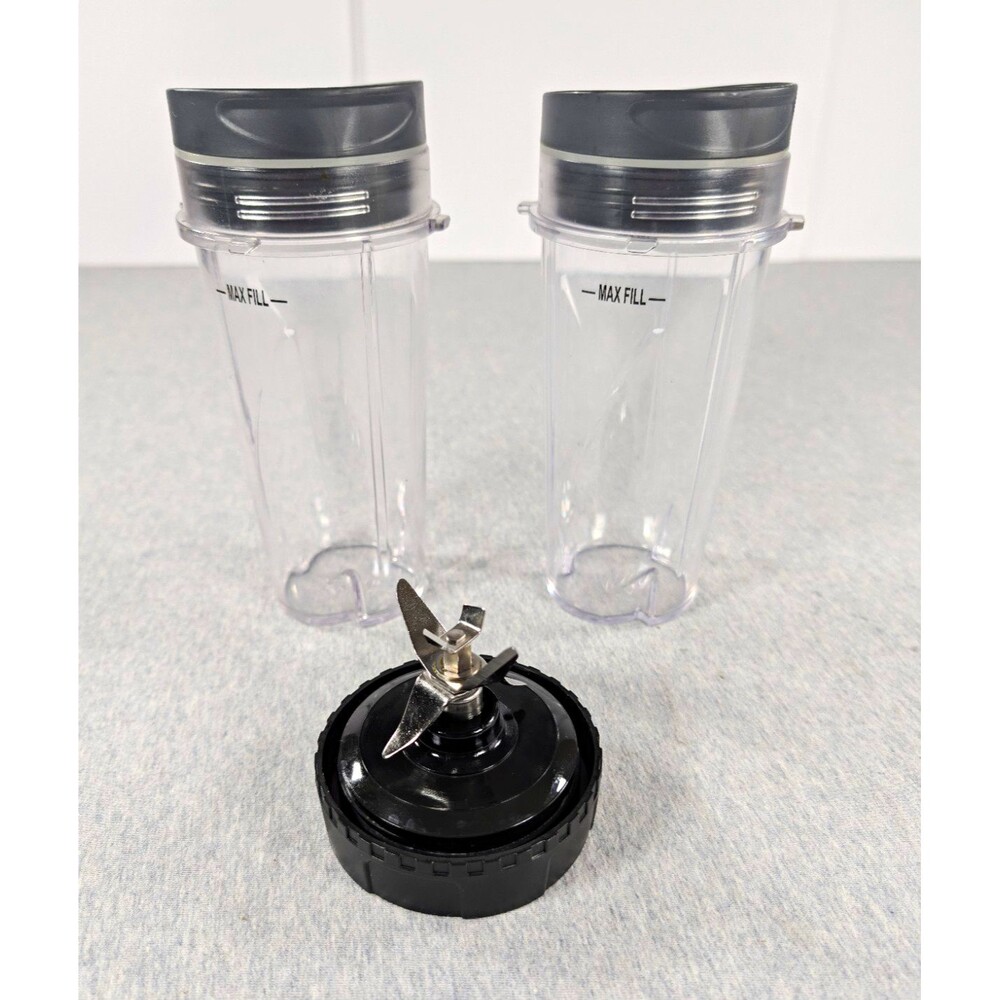 Ninja Nutri Ninja 3pc Replacement Set: 2 Clear Cups & Blade Assembly